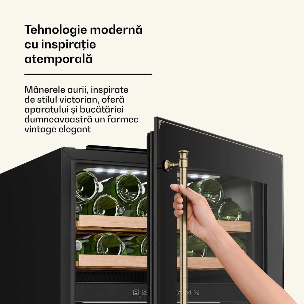 Klarstein Răcitor de vin Vinsider Victoria 36, 36 sticle, tactil, protecție UV, LED, silențios, 3 rafturi