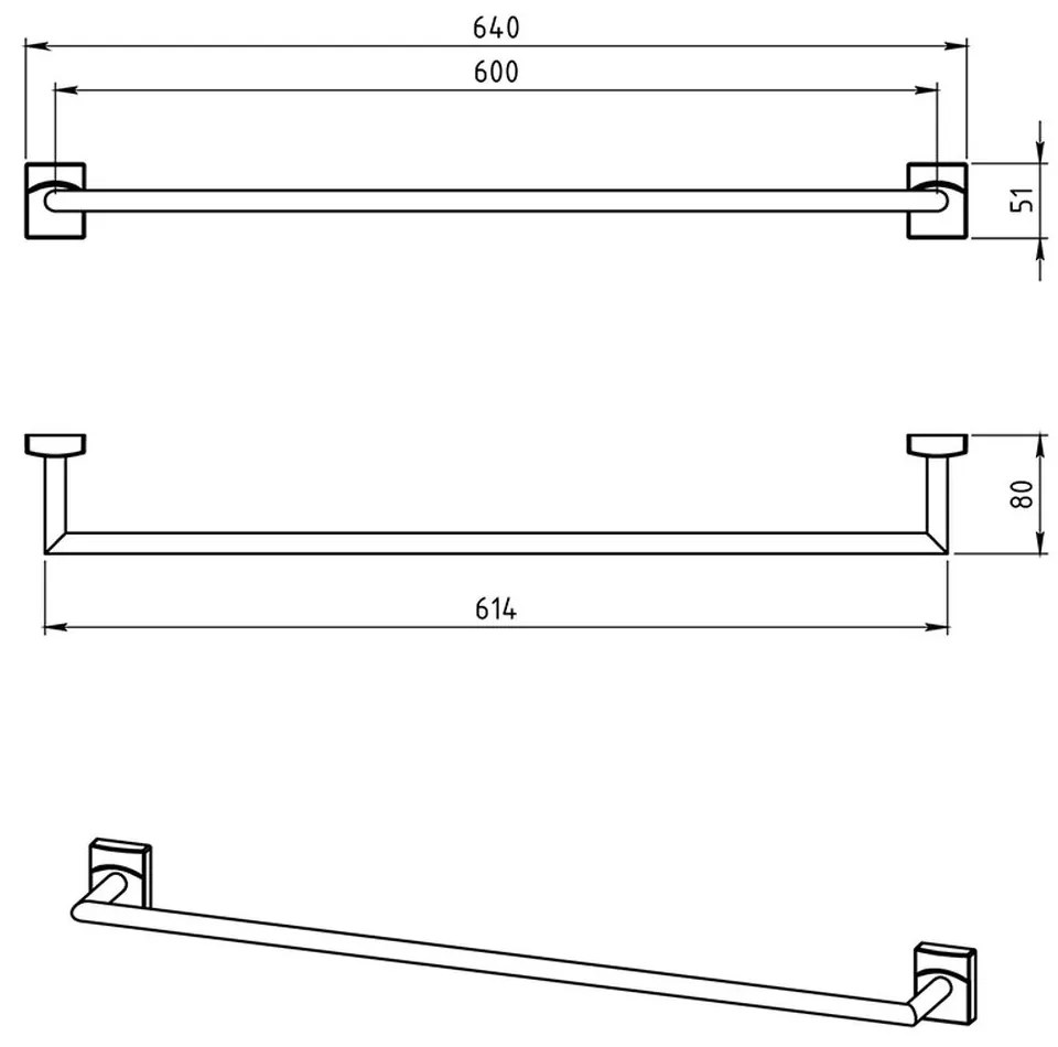 Suport prosop baie crom 60 cm Ferro, Metalia 12