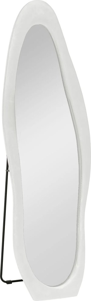 HOMCOM Oglindă cu Ramă Ondulată din Catifea, Oglindă Modernă de Podea sau Fixată pe Perete, 160x50 cm, Alb | Aosom Romania