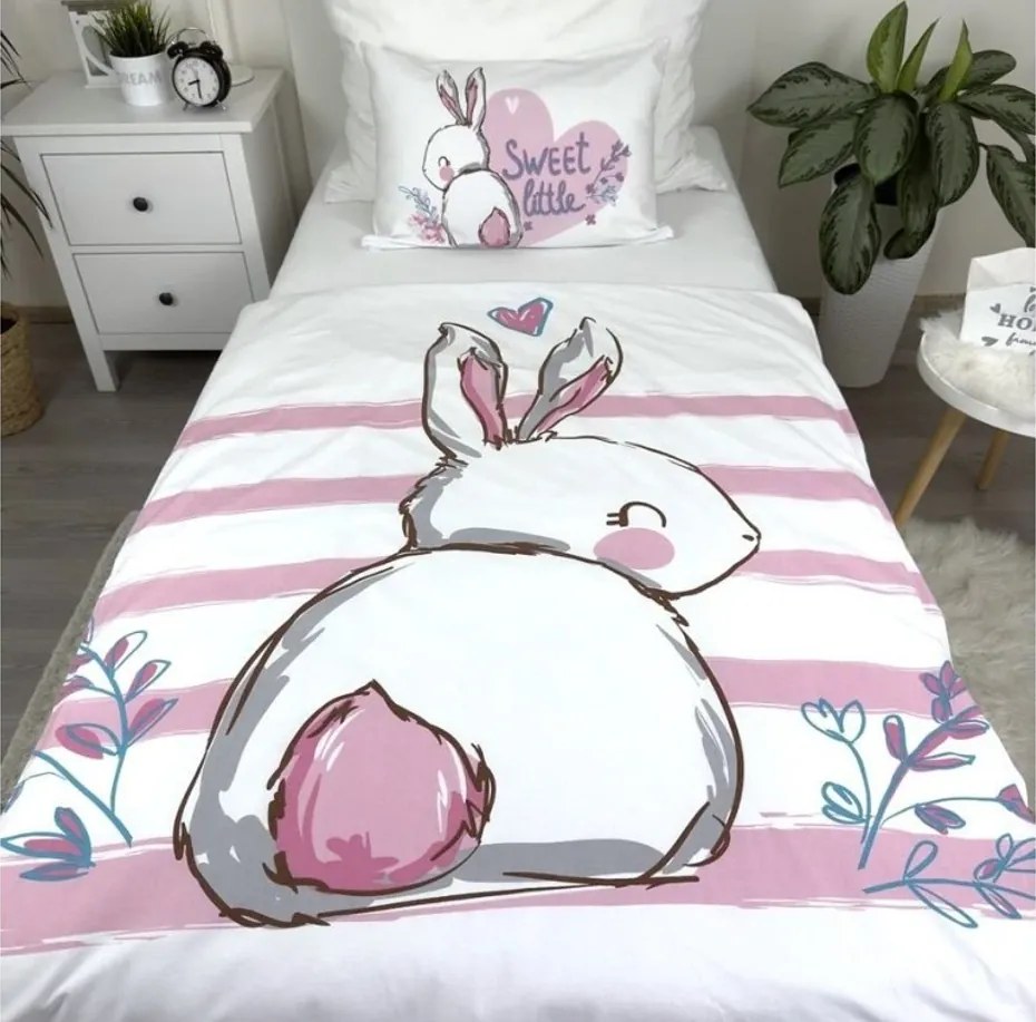 Lenjerie de pat din bumbac pentru patut BUNNY SWEET alb Dimensiune lenjerie de pat: 40 x 60 cm | 100 x 135 cm