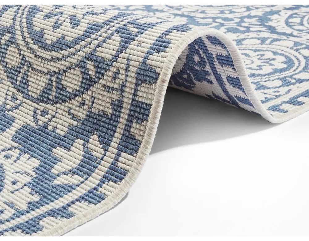 Covor adecvat pentru exterior NORTHRUGS Jardin, 80 x 350 cm, albastru-crem