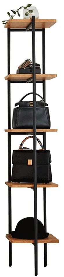 Raft in stil industrial, negru / salcam, MULIN