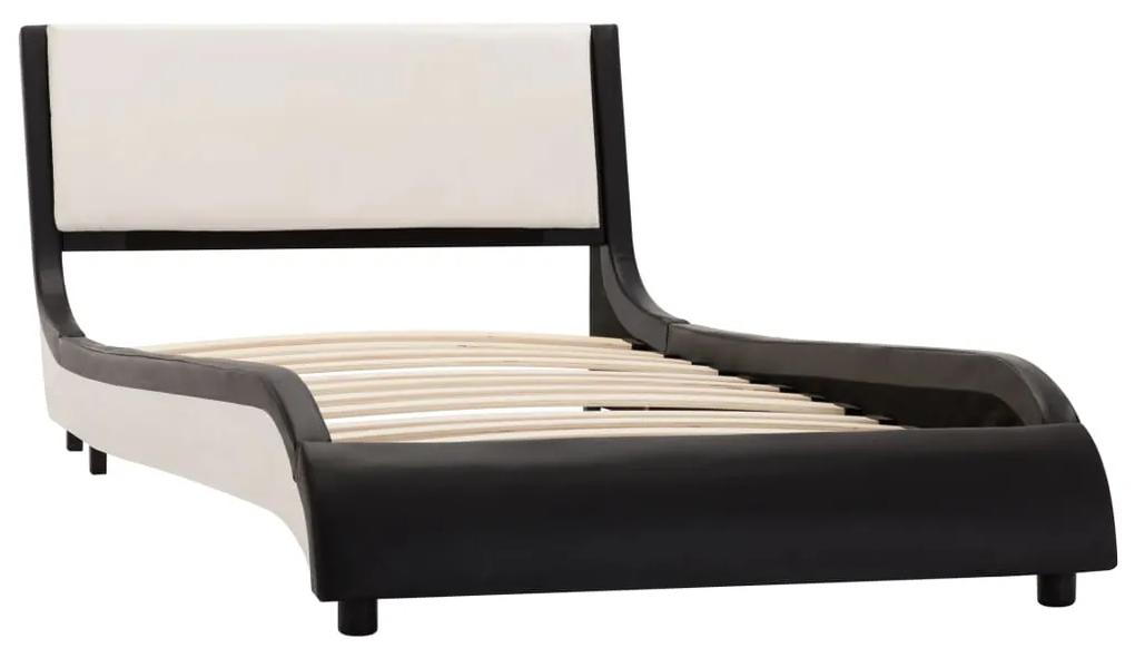 280342 vidaXL Cadru de pat, negru și alb, 90 x 200 cm, piele ecologică