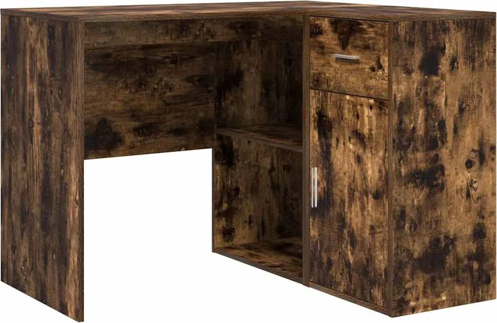 vidaXL Birou de colț cu sertar Stejar fumuriu 102 x 88 x 75 cm
