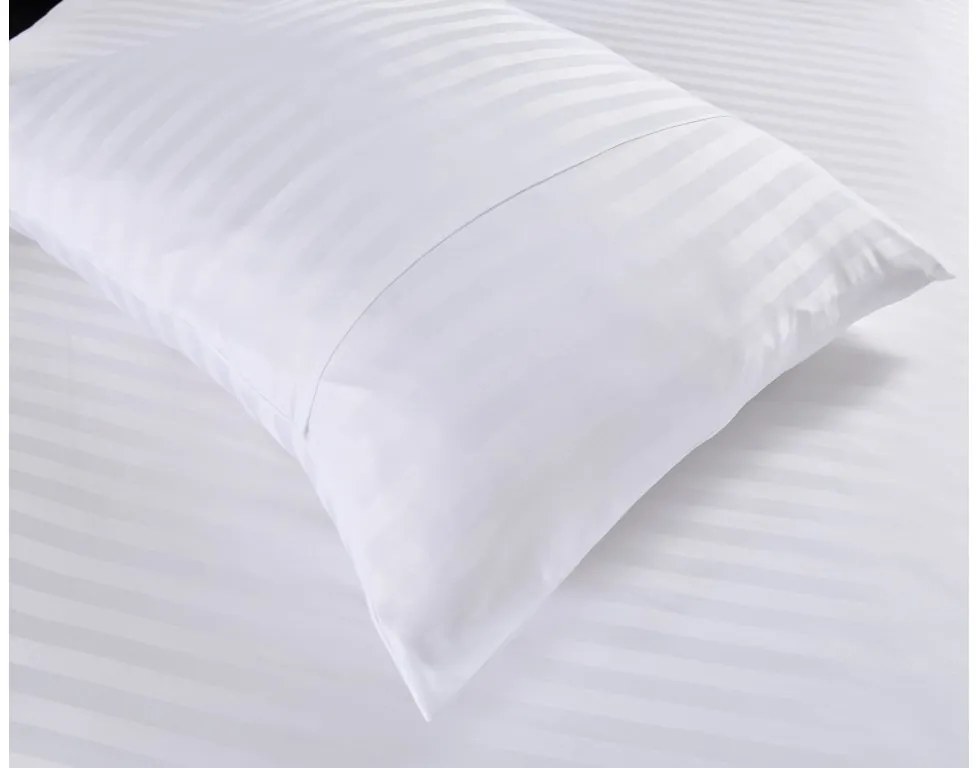 Lenjerie de hotel din microfibra JASMINE alba - dunga 2 cm Dimensiune lenjerie de pat: 2 buc 70 x 90 cm | 200 x 220 cm