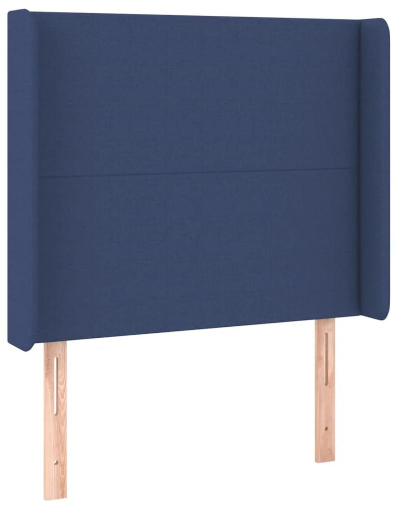 3119280 vidaXL Tăblie de pat cu aripioare, albastru, 83x16x118/128 cm, textil