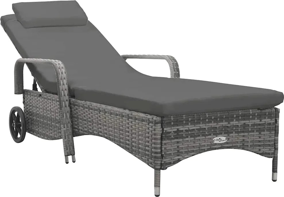 vidaXL Șezlong cu roți, antracit, poliratan