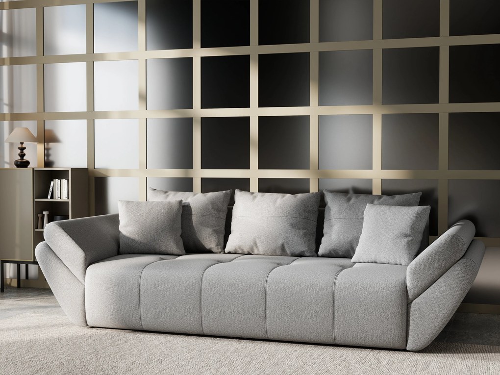 Canapea extensibilă dumonde cu ladă de depozitare si sezut confortabil din spuma high-density, Berlin Enjoy Grey 250x100 cm