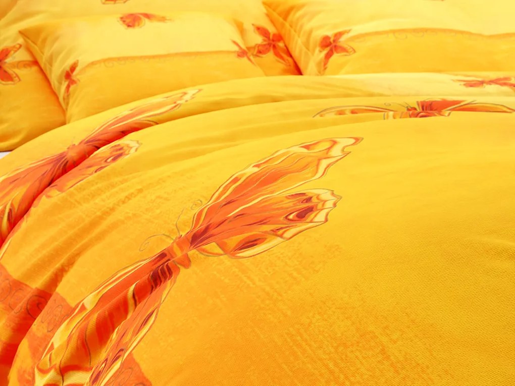 Lenjerie de pat bumbac ORANGE BUTTERFLY galben-portocaliu Dimensiune lenjerie de pat: 70 x 90 cm | 140 x 200 cm