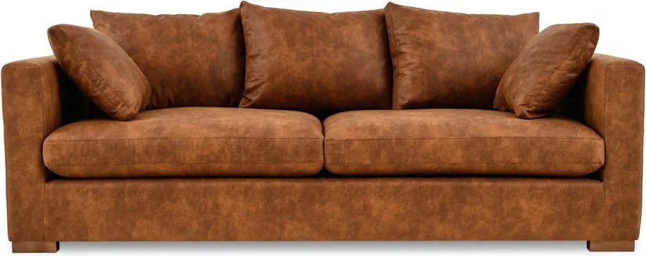 Canapea maro coniac cu tapițerie din imitație de piele 225 cm Hamburg – Scandic