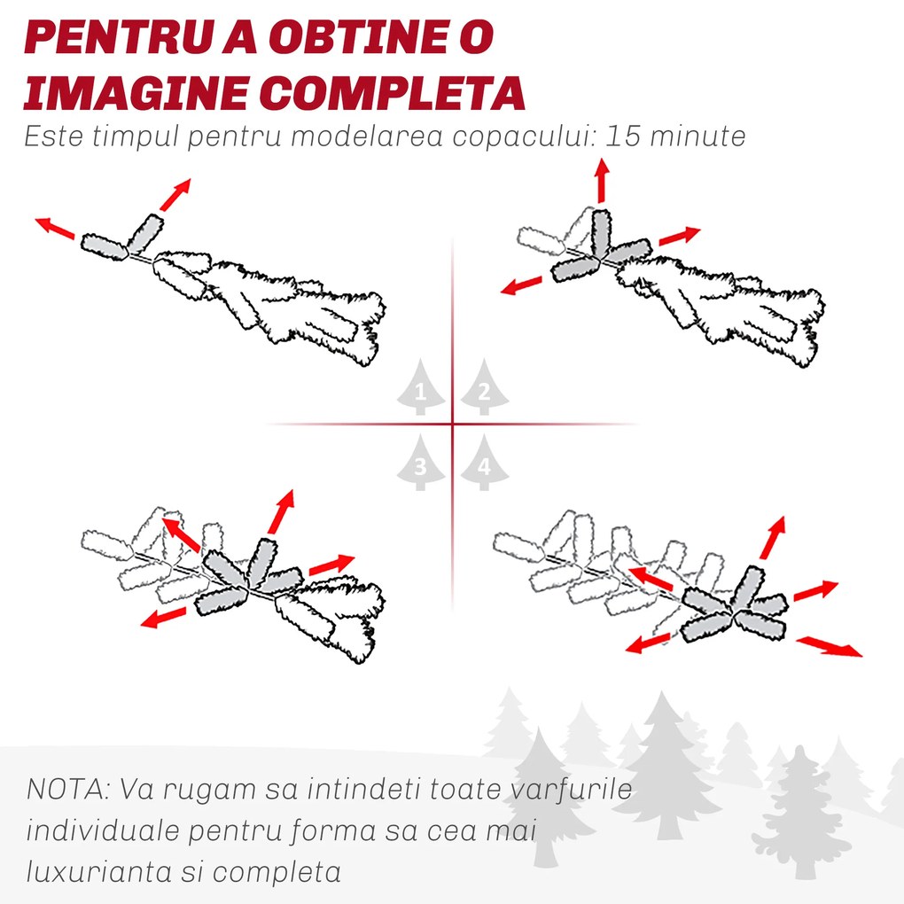 HOMCOM Brad de Crăciun cu Zăpadă Artificială cu 2531 Crengi, Brad de Crăciun cu Bază Pliabilă, Ø114x180 cm, Verde | Aosom Romania