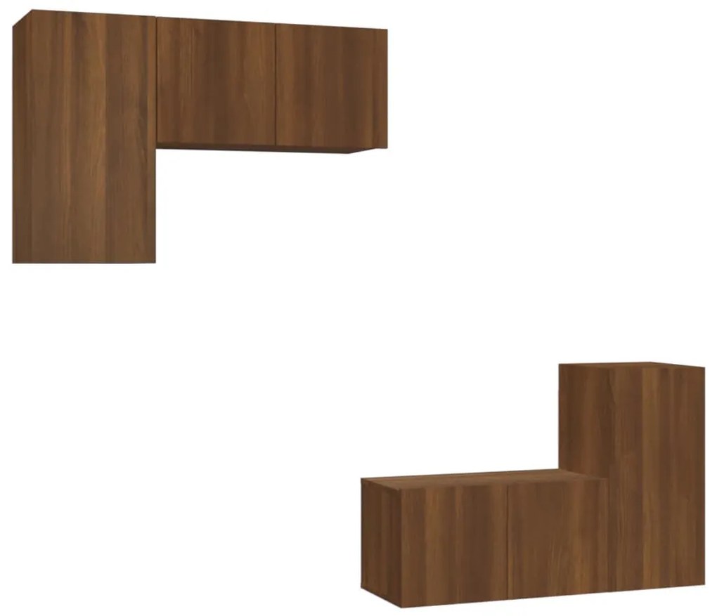 3120274 vidaXL Set dulapuri TV, 4 piese, stejar maro, lemn prelucrat