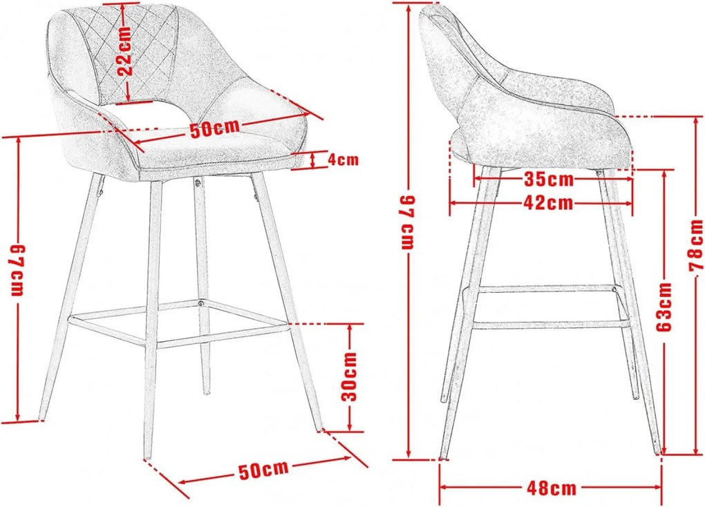 SCB204 - Set 2x Scaune Bar Albastru / Maro / Galben - Piele ecologica