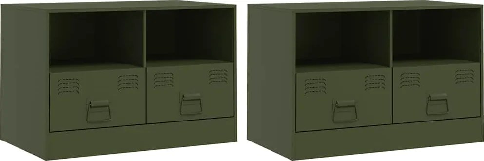 vidaXL Dulapuri TV 2 buc., verde măslină, 67x39x44 cm Otel