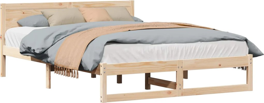 vidaXL Cadru de pat natural 150 x 200 cm Lemn de pin masiv