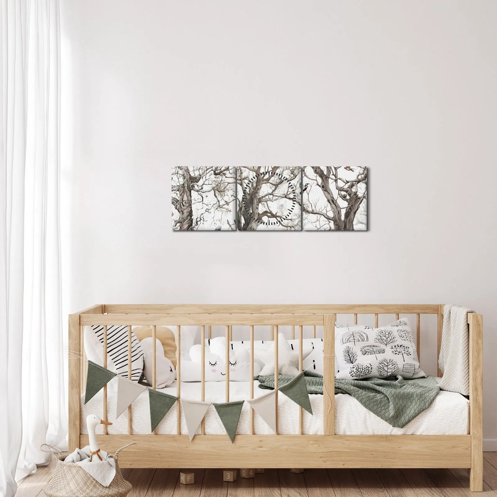 Tablou - Model de pădure, desen (cu ceas) (90x30 cm)