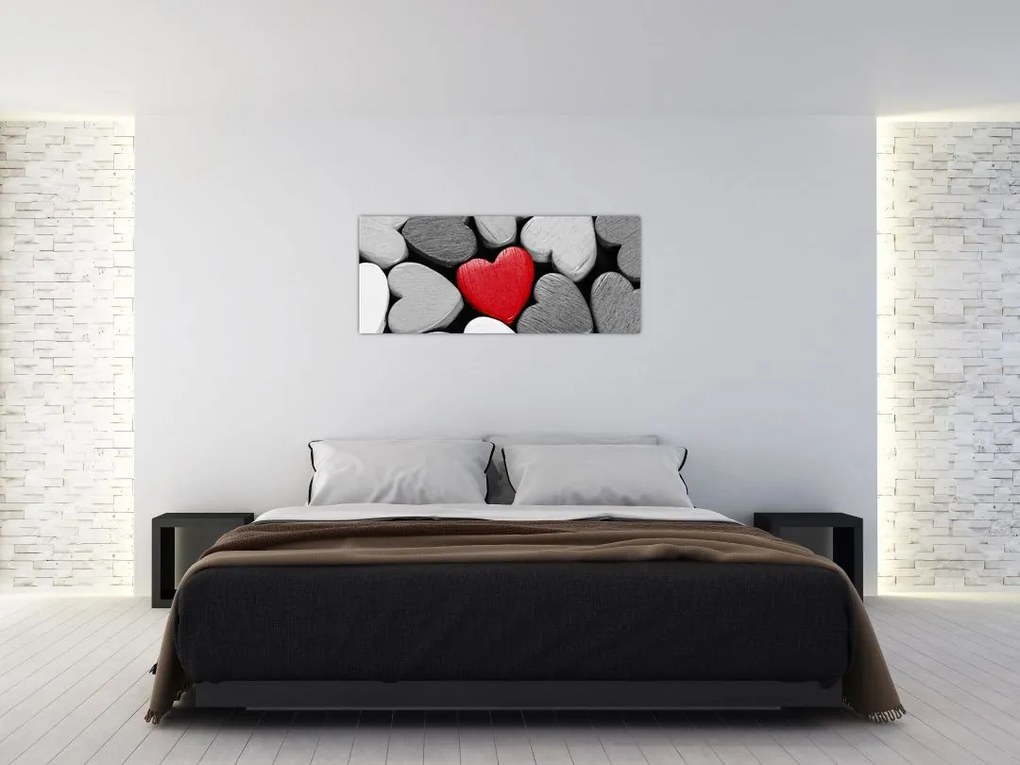 Tablou cu inimioare din lemn (120x50 cm)