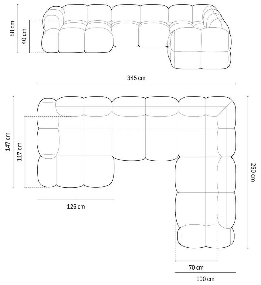 Colțar maro (cu colț pe partea dreaptă/în formă de "U") Loretto – Cosmopolitan Design