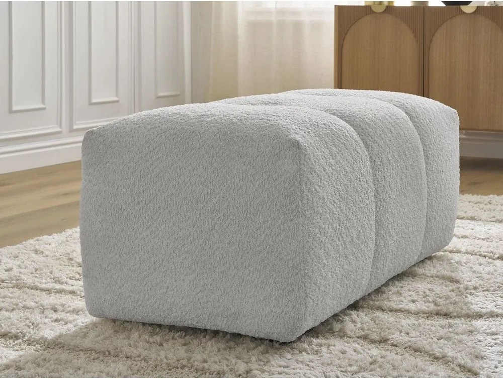 Taburet gri deschis cu tapițerie din țesătură bouclé Roxelane – Bobochic Paris