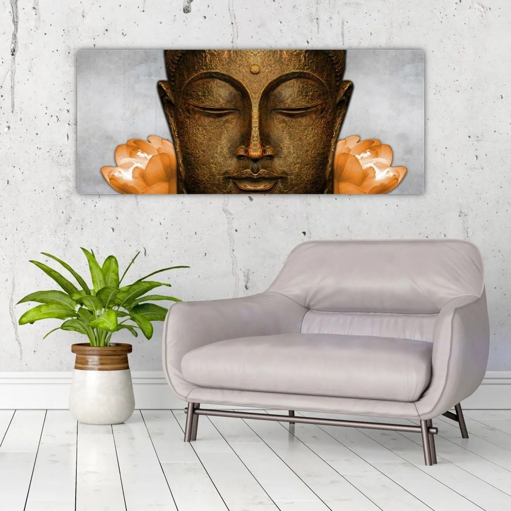 Tablou cu statuie cu detaliu a feței (120x50 cm)