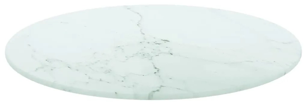 322246 vidaXL Blat masă, alb, Ø40x0,8 cm, sticlă securizată, design marmură