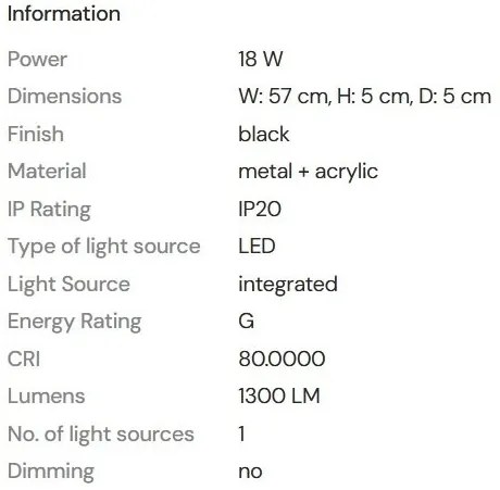 Plafoniera LED moderna Linear neagra 18w