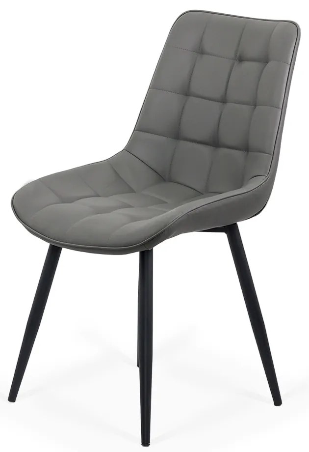 Scaun living gri BUC 206P din piele ecologică și cadru metalic vopsit