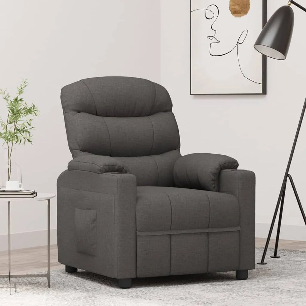 vidaXL Fotoliu rabatabil, gri închis, material textil