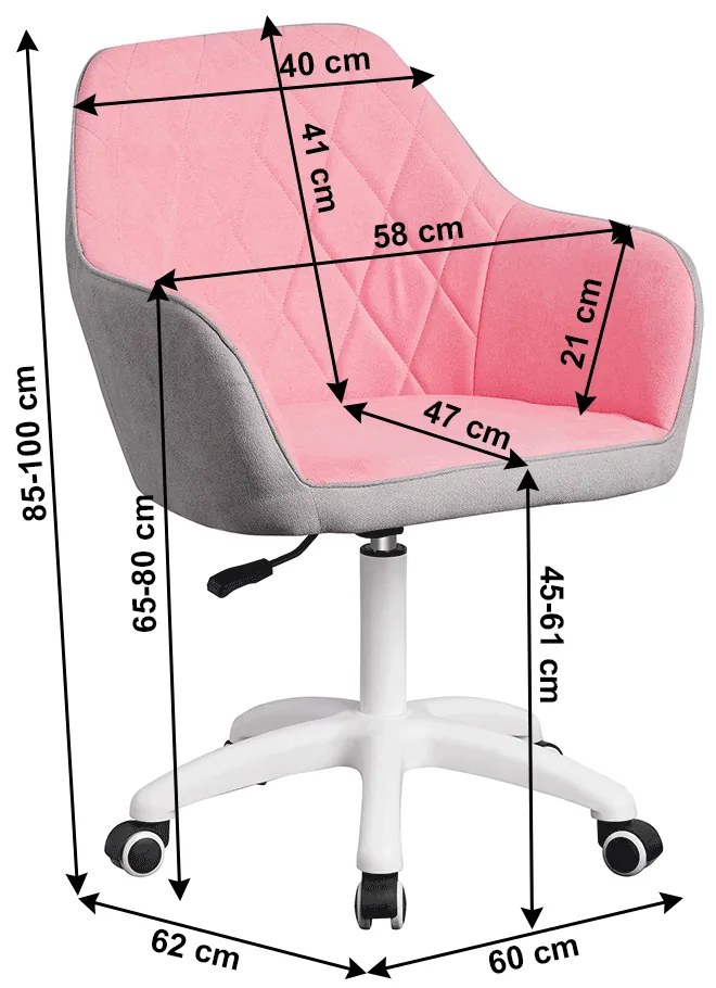 Scaun de birou Senta (roz + gri). 1033936