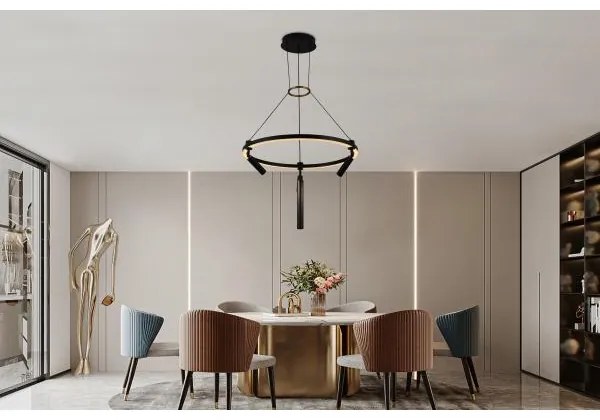 Lustră LED dimabilă pe cablu LED/85W/230V 3000-6500K + telecomandă