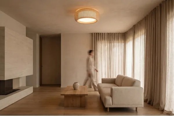 Plafonieră STRIPES, 2x E27/40W/230V, Ø55 cm, crem/alb