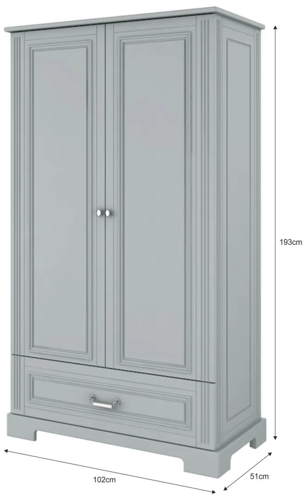Dulap elegant Ines gri H193 cm