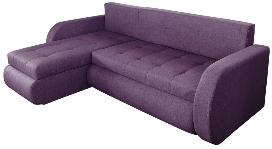 Coltar extensibil reversibil Genoa Purple 243x141x81 cm cu lada de depozitare