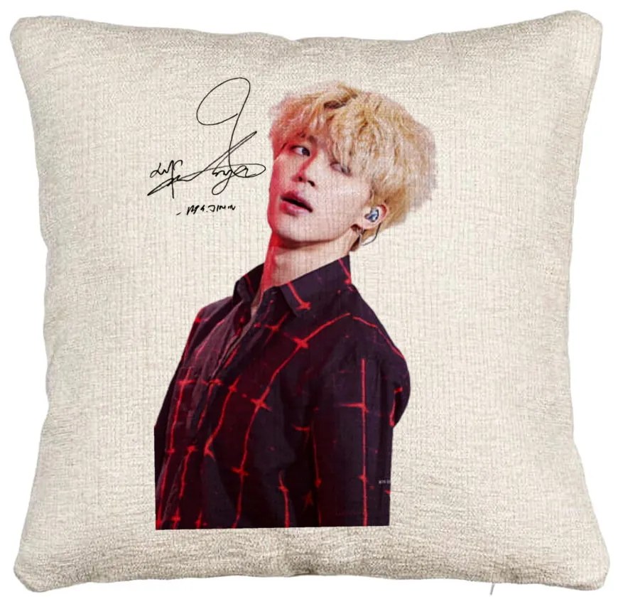 Perna Decorativa Canapea BTS Jimin 2, 40x40 cm, Cu fermoar