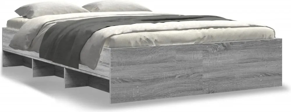 vidaXL Cadru de pat, gri sonoma, 140x200 cm, lemn prelucrat