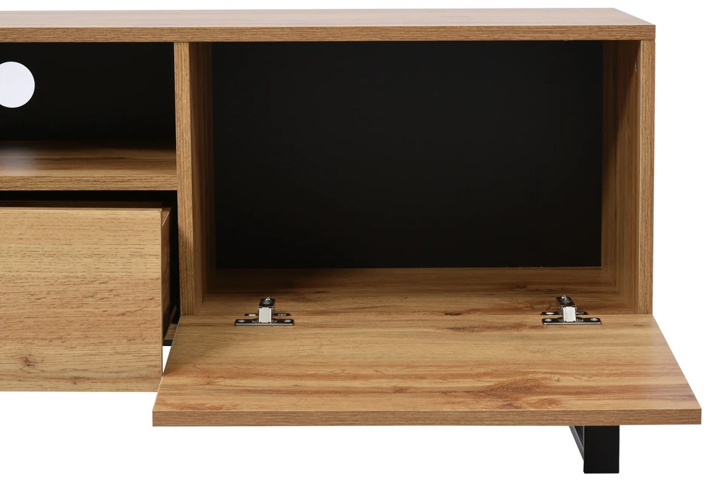 Mobilier TV modern, Negru+Culoare naturală | Aosom Romania