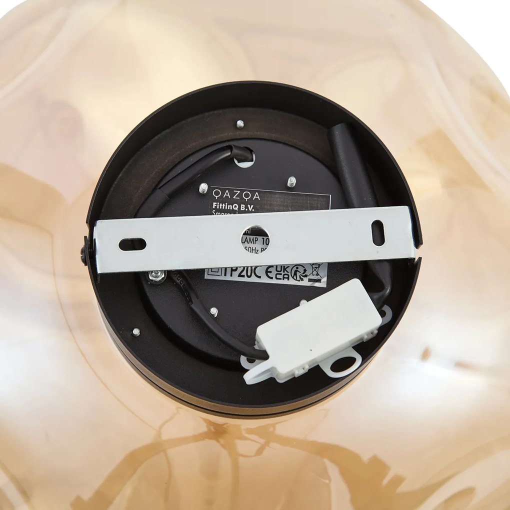 Plafonieră de design neagră cu sticlă de culoarea chihlimbarului - Gemma