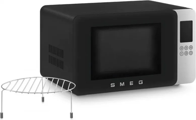 Cuptor cu microunde si gratar 4in1 SMEG Collezione MOC01BLMEU, 1900 W, 29 l, 18 programe, Inchidere lina, Semnal sonor, Ecran LCD, Negru mat