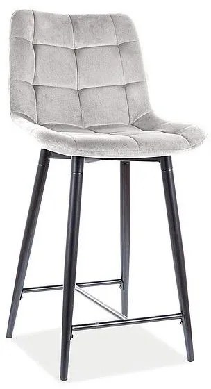 Scaun Bar Chic H-2 Catifea Gri Deschis Bluvel 03/Picioare Negre