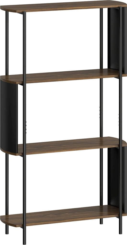 HOMCOM Raft cu 4 niveluri, raft independent cu design curbat, raft industrial pentru cărți, aspect lemn maro | Aosom Romania