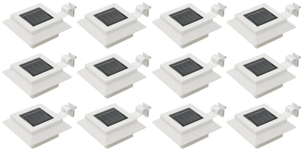 vidaXL Lămpi solare de exterior, 12 buc., alb, 12 cm, pătrat, LED