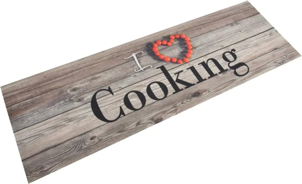 vidaXL Covor de bucătărie lavabil Cooking, gri, 60x180 cm, catifea