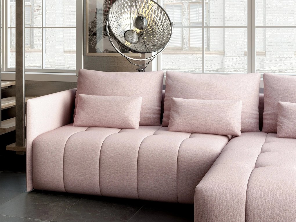 Colțar extensibil dumonde cu ladă de depozitare si sezut confortabil din spuma high-density, Malta Enjoy Flamingo II 235x185 cm