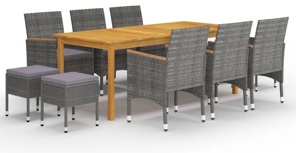 vidaXL Set mobilier de grădină, 11 piese, gri