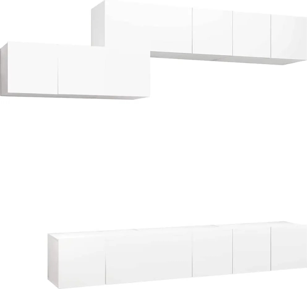 vidaXL Set dulapuri TV, 7 piese, alb, lemn prelucrat