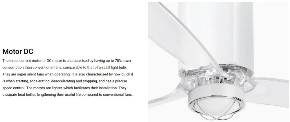 Lustra cu Ventilator si telecomanda MINI TUBE M LED alb mat/transparent