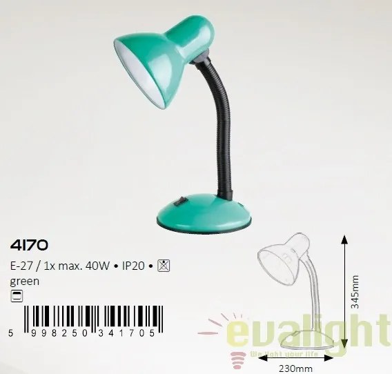 Veioza, Lampa de birou, finisaj verde, Dylan 4170 RX