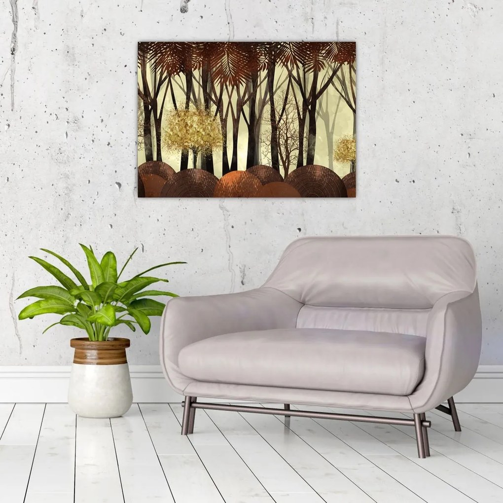 Tablou pe sticlă - Pădure decorativă (70x50 cm)