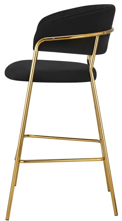 Scaun de bar de design, material catifea neagra gold crom auriu, DASMIN TIP 2