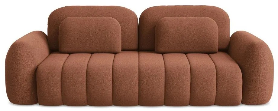 Canapea teracotă extensibilă/cu spațiu de depozitare cu tapițerie din țesătură bouclé 266 cm Pele – Makamii